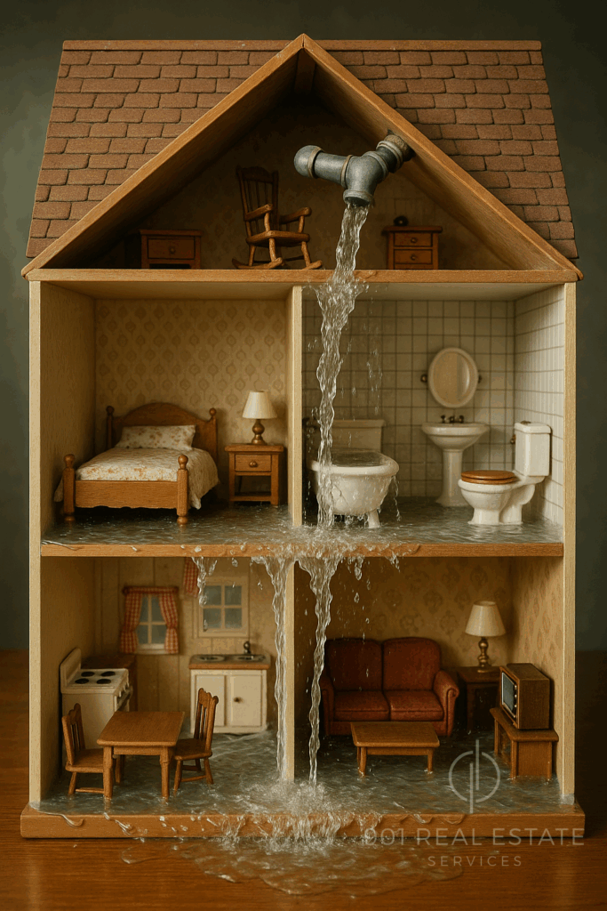 Dollhouse flooding from broken pipe