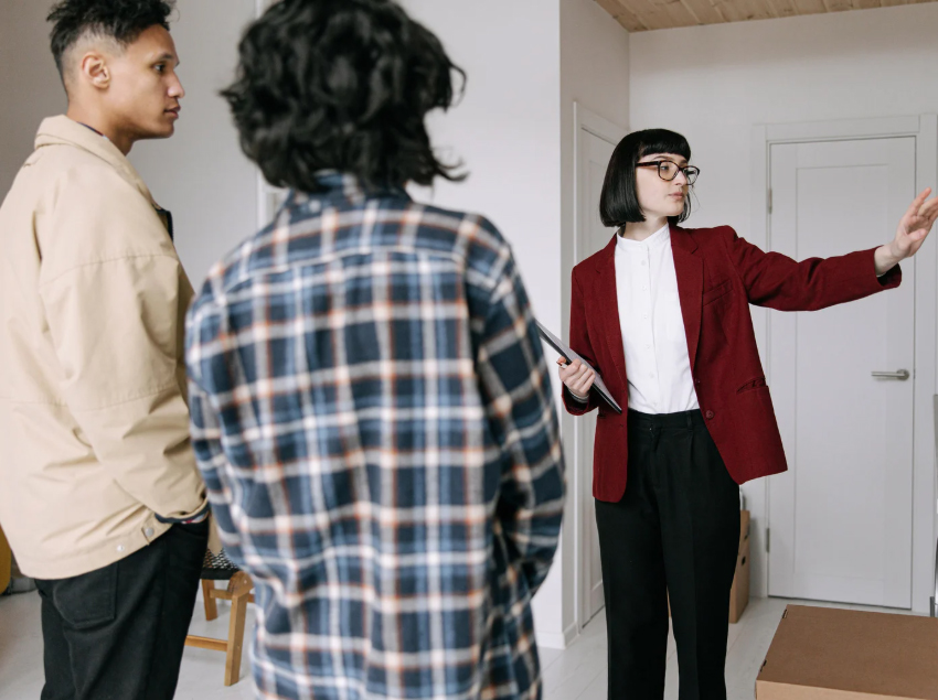 A property management company conducting an agent-led showing
