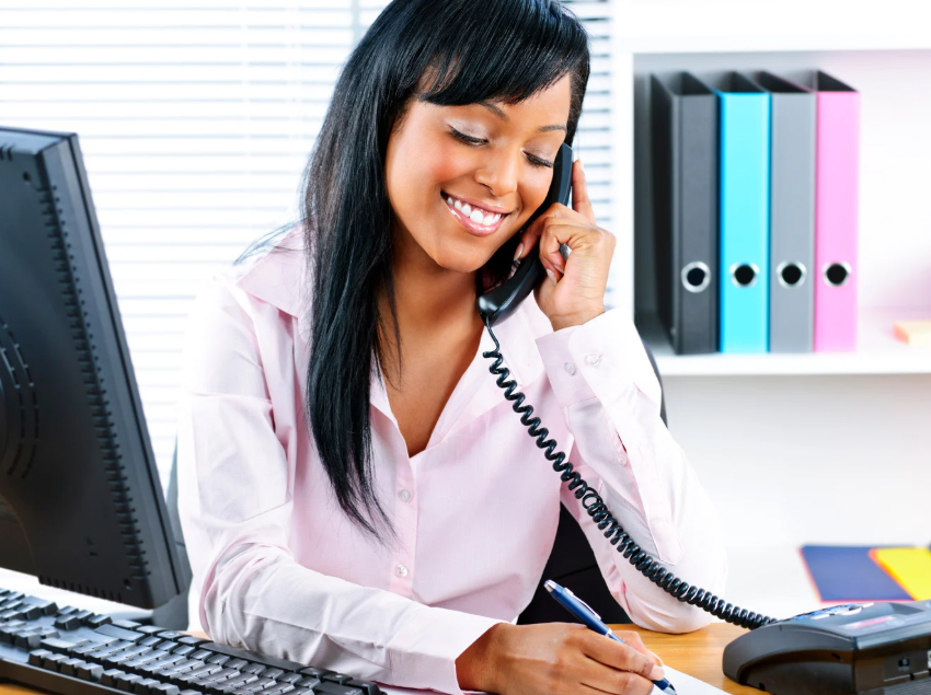 A property manager answering the phone